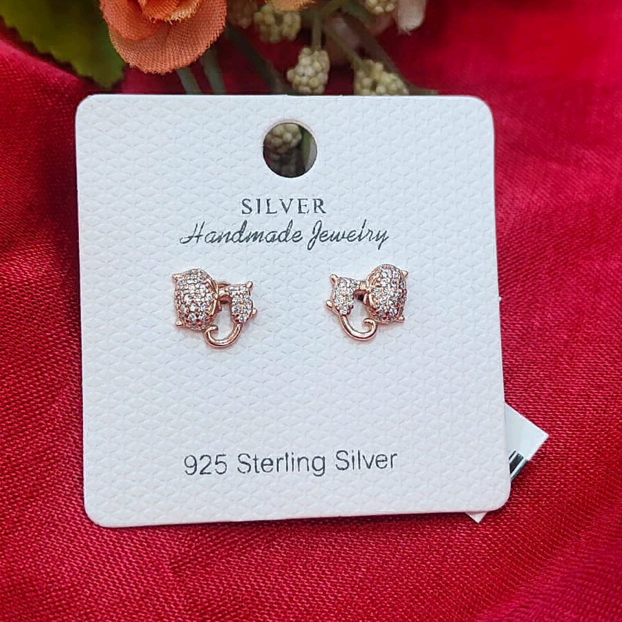 Rose Gold Cat Studs